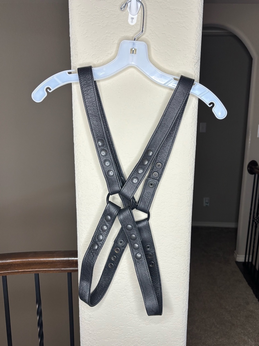 Leather Masters Black Leather X-Back Harness Straps measure approximately 32”